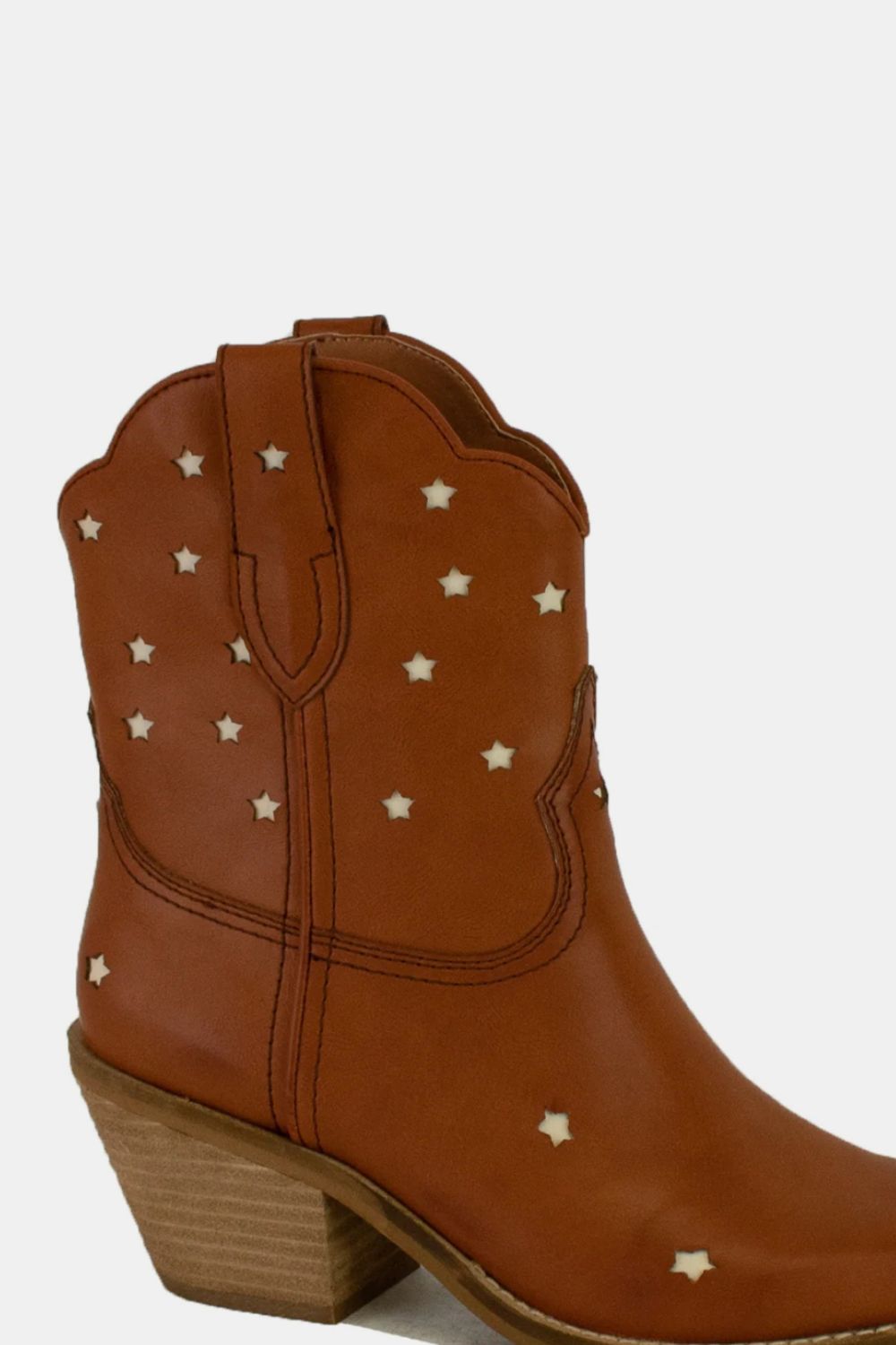 Beast Fashion Faux Leather Star-Shaped Cutouts Point Toe Boots