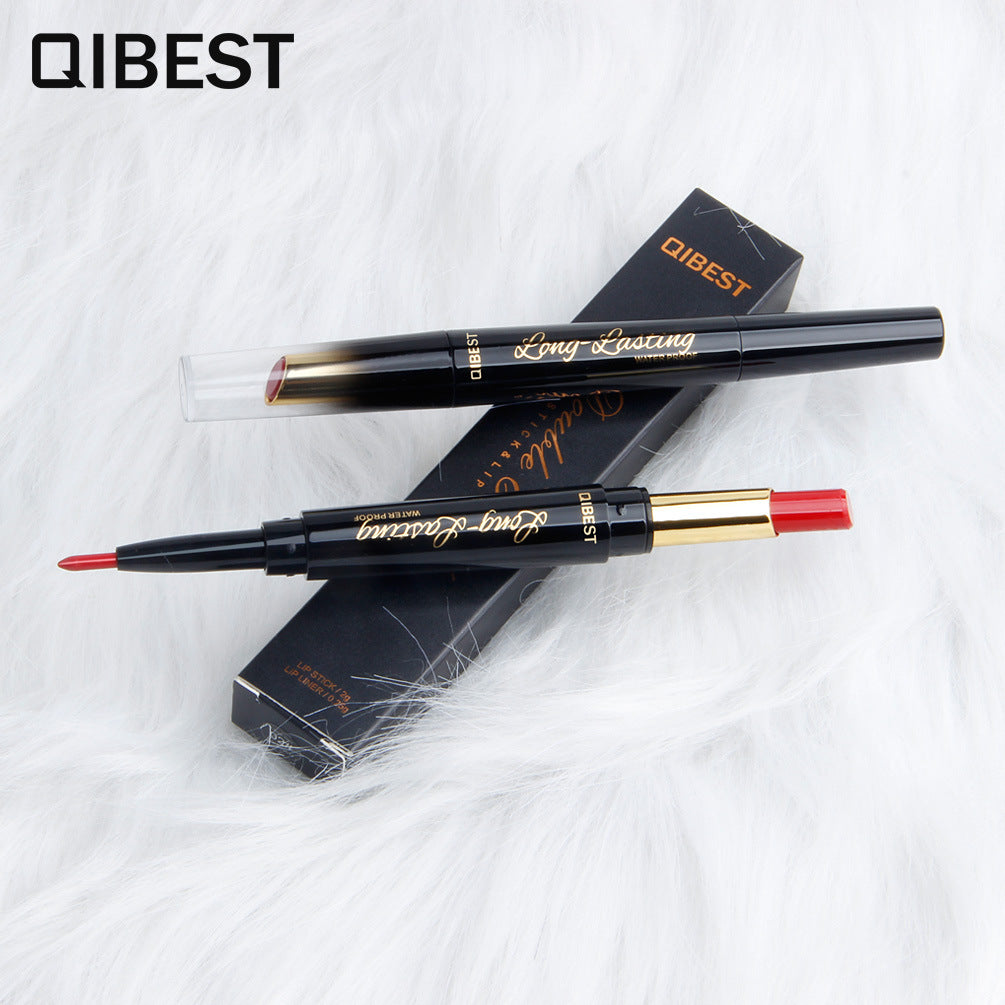 QIBEST Double-Ended Lipstick Pen Moisturizing Matte Matte Lipstick + L