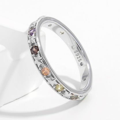 925 Sterling Silver Inlaid Zircon Ring