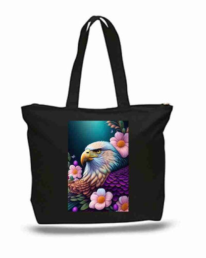 Bald Eagles and Flowers  New Zipper Tote Bag