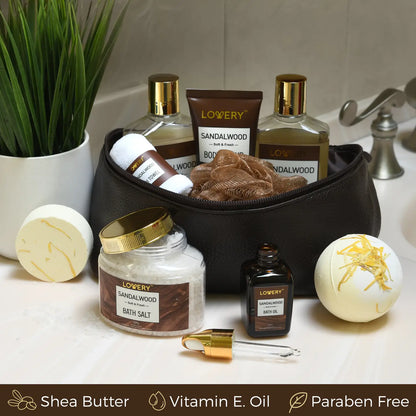 Wholesale Spa Kit for Men - Sandalwood Bath Gift Set-Personal Self Kit