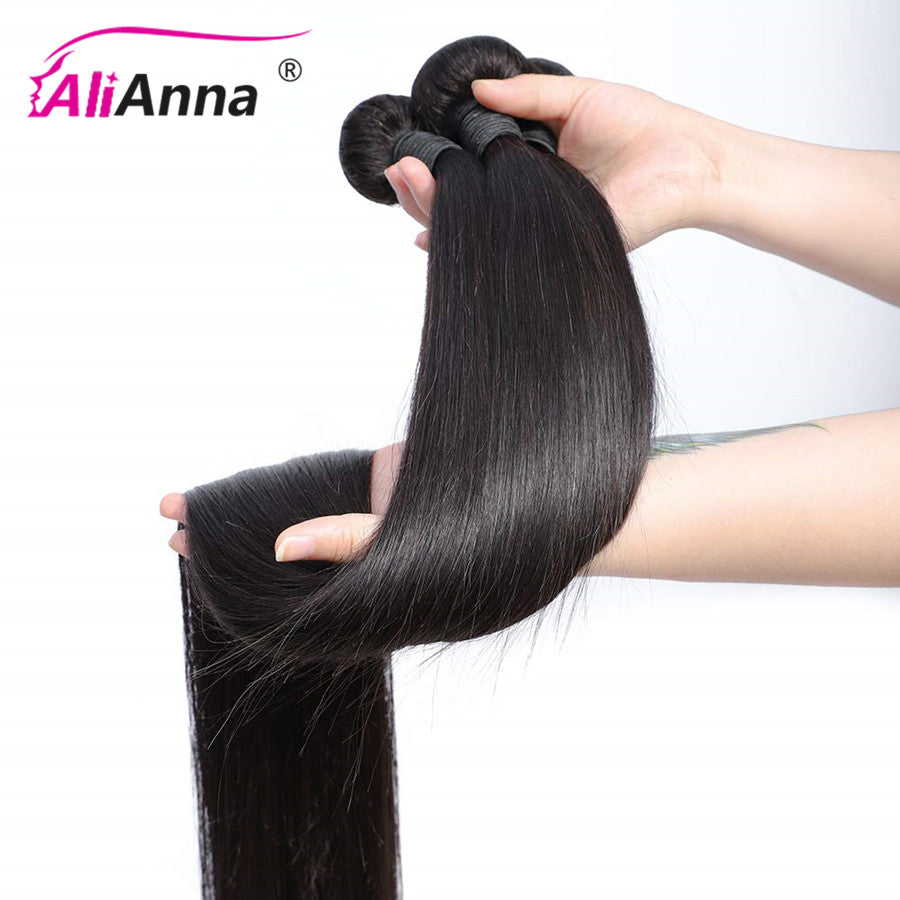 Alianna 36 38 40 Inch Human Hair Bundles #1b Straight Bundles Remy