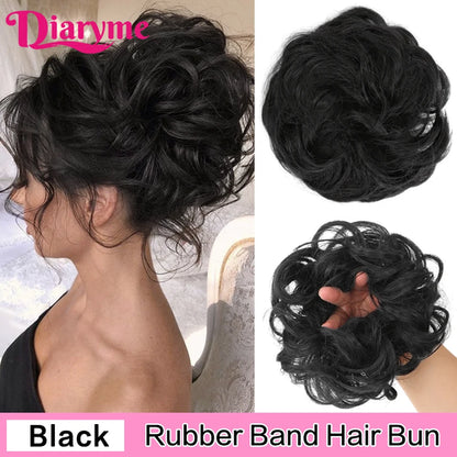 Elastic Rubber Band Fake Hair Bun Synthetic Straight Chignon Clip In