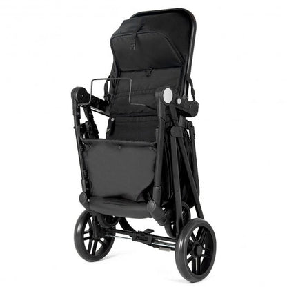 2-in-1 Foldable Pushchair Newborn Infant Baby Stroller-Black - Color: Black