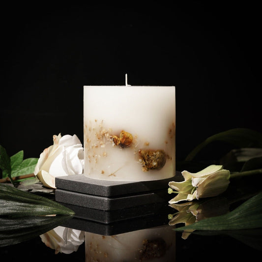 Botanical Scented Pillar Candle - Rose or Lavender