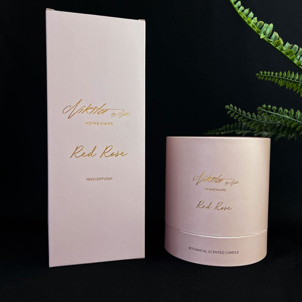 Botanical Scented Pillar Candle - Rose or Lavender