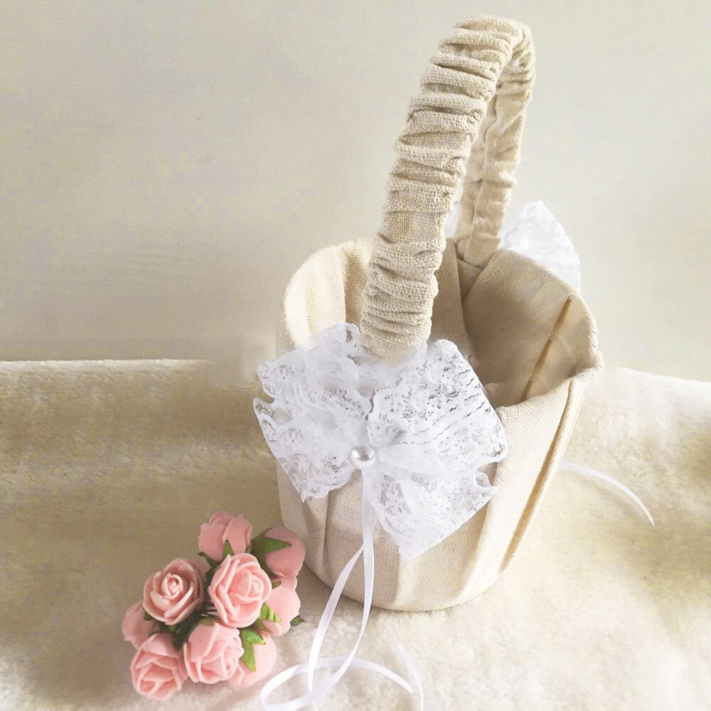 Burlap Wedding Flower Girl Basket Guest Book Pen