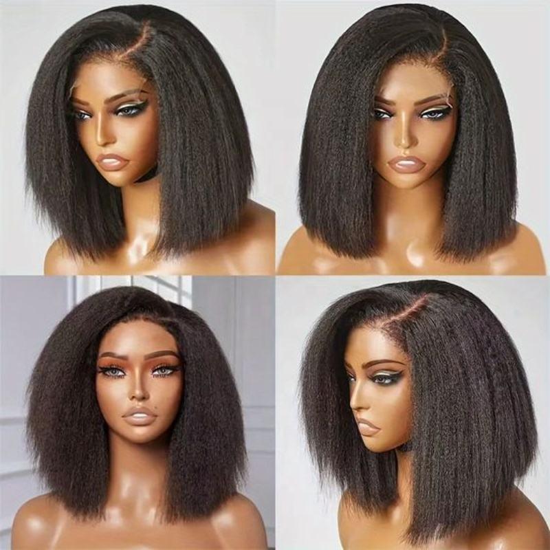 High Quality 13x4 Lace Frontal Glueless Wigs Human Hair Kinky Straight 4x4 HD Lace Closure Wig 4C Edge Baby Hair Brazilian Bob