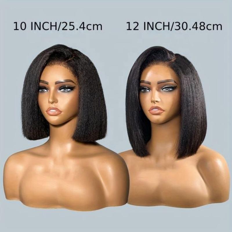 High Quality 13x4 Lace Frontal Glueless Wigs Human Hair Kinky Straight 4x4 HD Lace Closure Wig 4C Edge Baby Hair Brazilian Bob