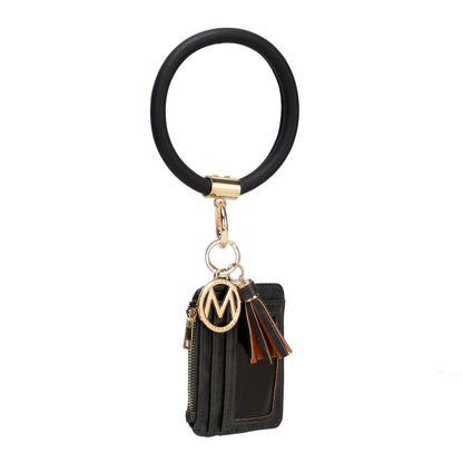 MKF Collection Jordyn Vegan Leather Bracelet Keychain with a Credit Card Holder by Mia k