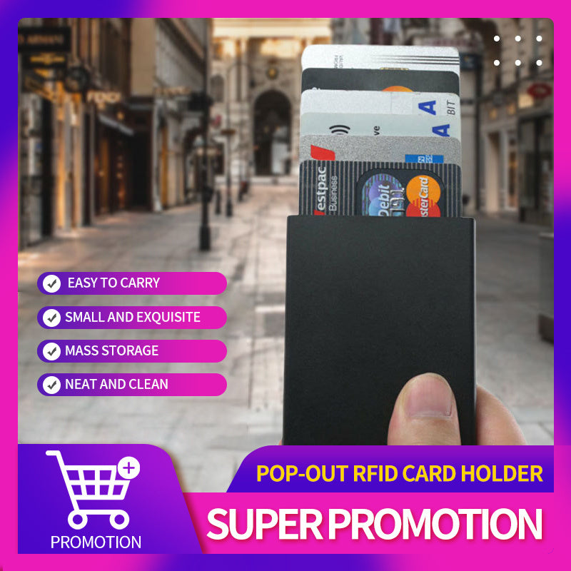 1PCS Grey Aluminum Card Holder RFID Credit Card Holder Automatic Pop-up Bank Card Box Mini car Package