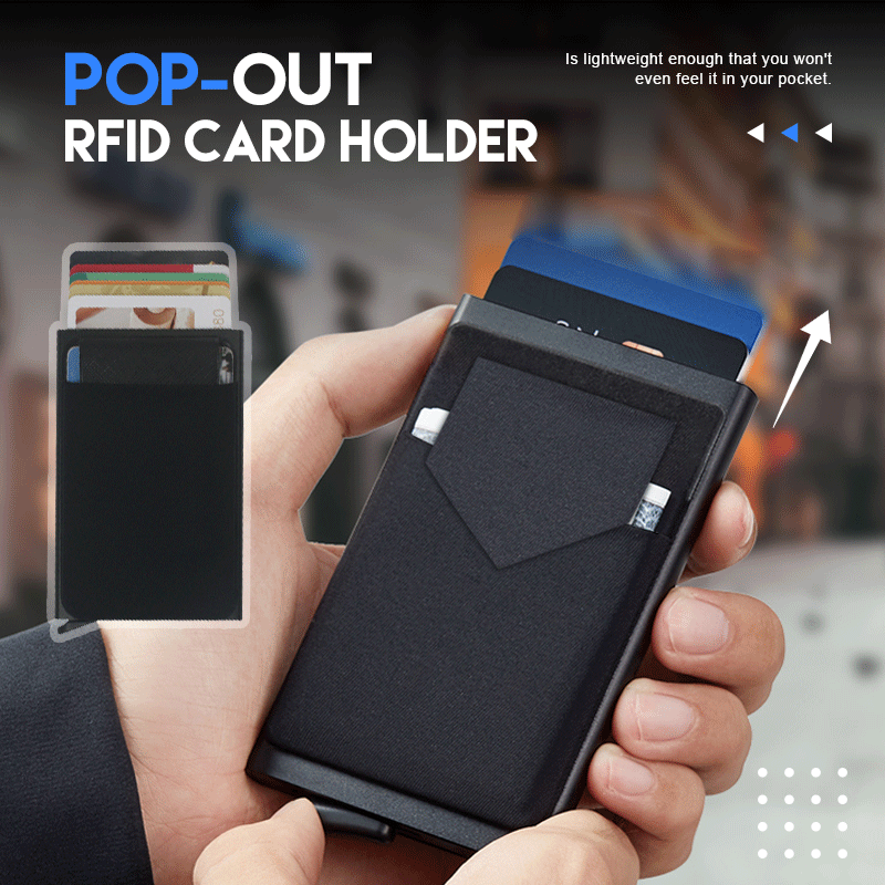 1PCS Grey Aluminum Card Holder RFID Credit Card Holder Automatic Pop-up Bank Card Box Mini car Package