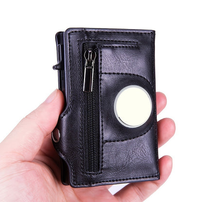 AirTag Wallet Case; RFID Blocking Pop Up Air Tag Leather Wallet With Zipper; Slim Smart Credit Card Holder Wallet With Airtag Holder Case