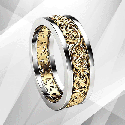 Two Colour 18Ct Yellow And White Gold Over Celtic Wedding Ring Band