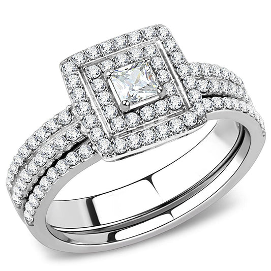 Women Stainless Steel Cubic Zirconia Rings DA064