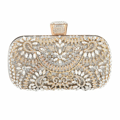 Diamond Evening Clutch Bag For Women Wedding Golden Clutch Purse Chain