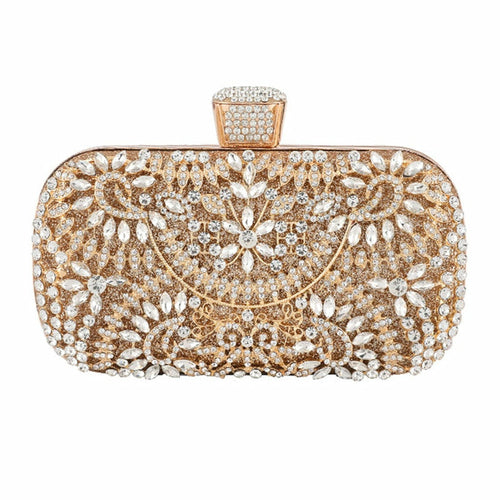 Diamond Evening Clutch Bag For Women Wedding Golden Clutch Purse Chain