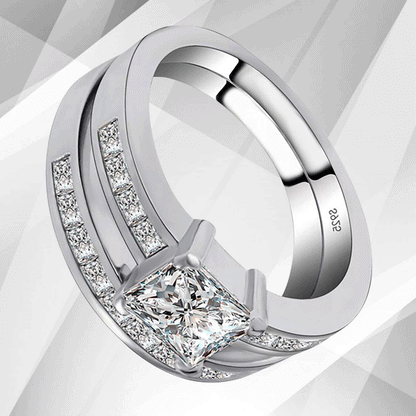 2.0Ct Total 20 CZ Diamonds Bridal Engagement Double Ring Set 18K White