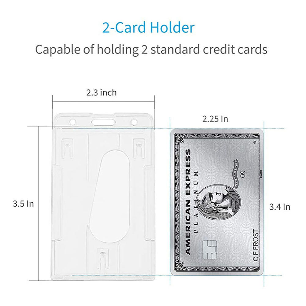 10 Pieces Vertical 2 Card Badge Holder Transparent ID Card Protector Credit Card Badge Cover With Thumb Slot PS material