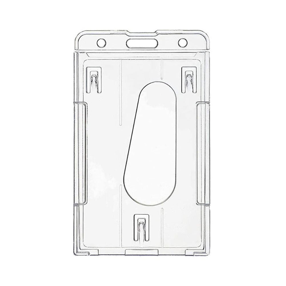 10 Pieces Vertical 2 Card Badge Holder Transparent ID Card Protector Credit Card Badge Cover With Thumb Slot PS material