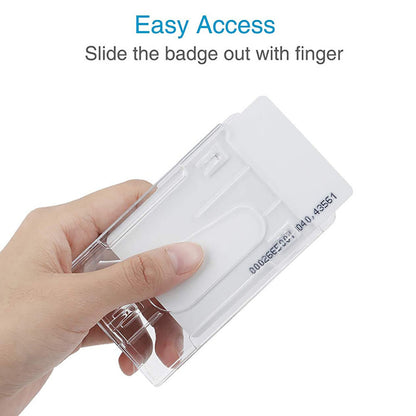 10 Pieces Vertical 2 Card Badge Holder Transparent ID Card Protector Credit Card Badge Cover With Thumb Slot PS material