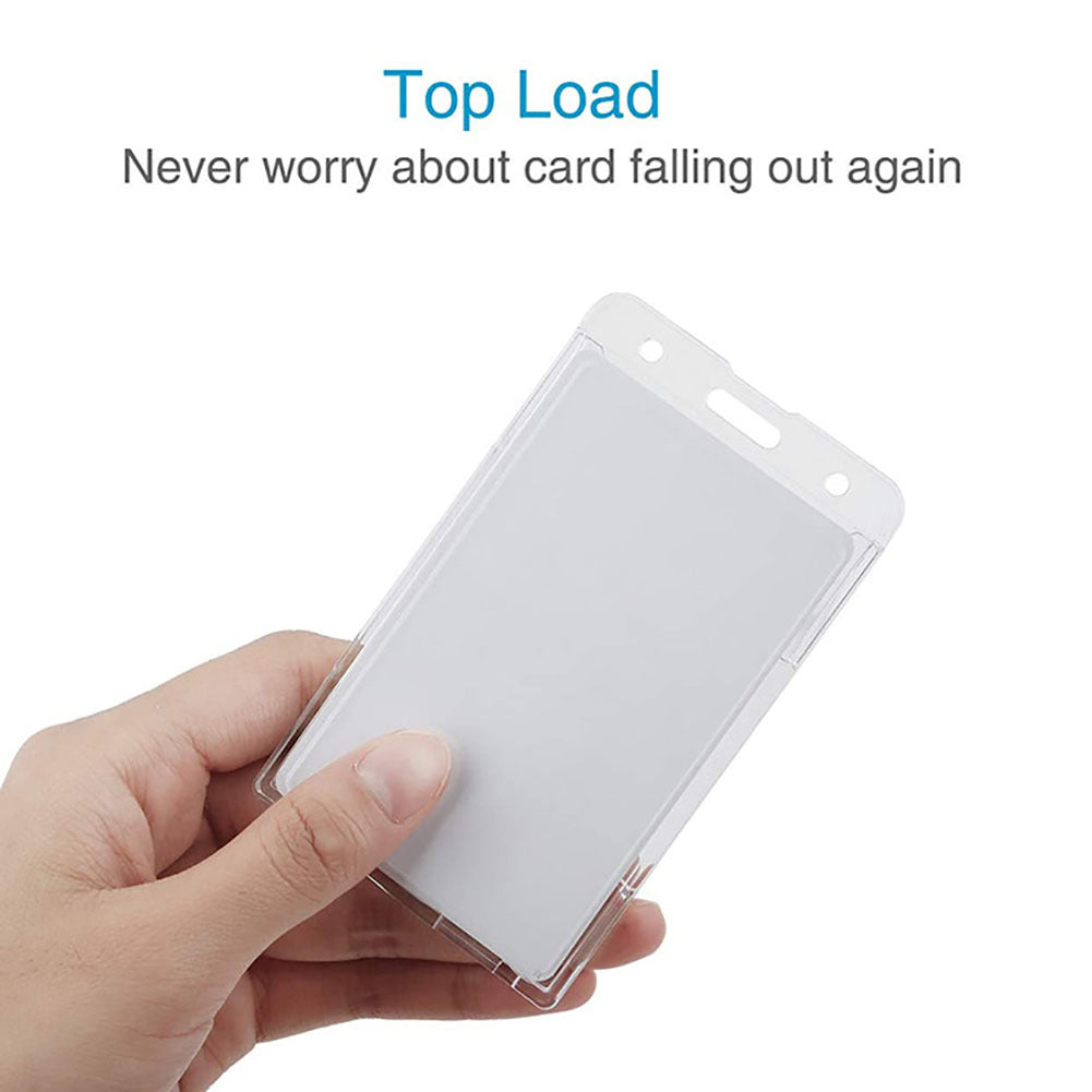 10 Pieces Vertical 2 Card Badge Holder Transparent ID Card Protector Credit Card Badge Cover With Thumb Slot PS material