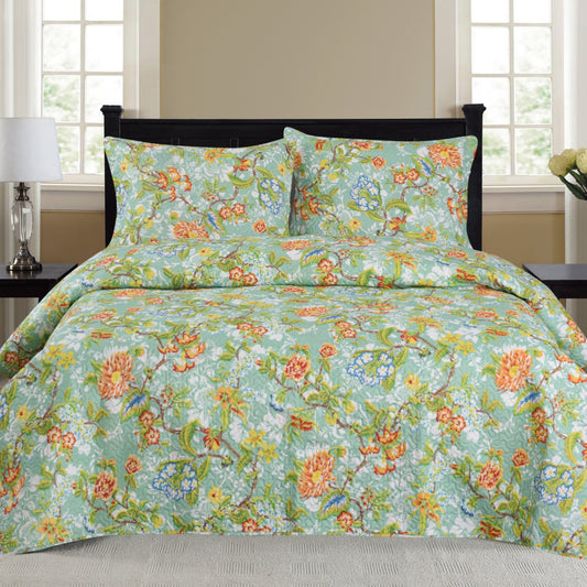 Nikki - 3 Piece Quilt Set - Green