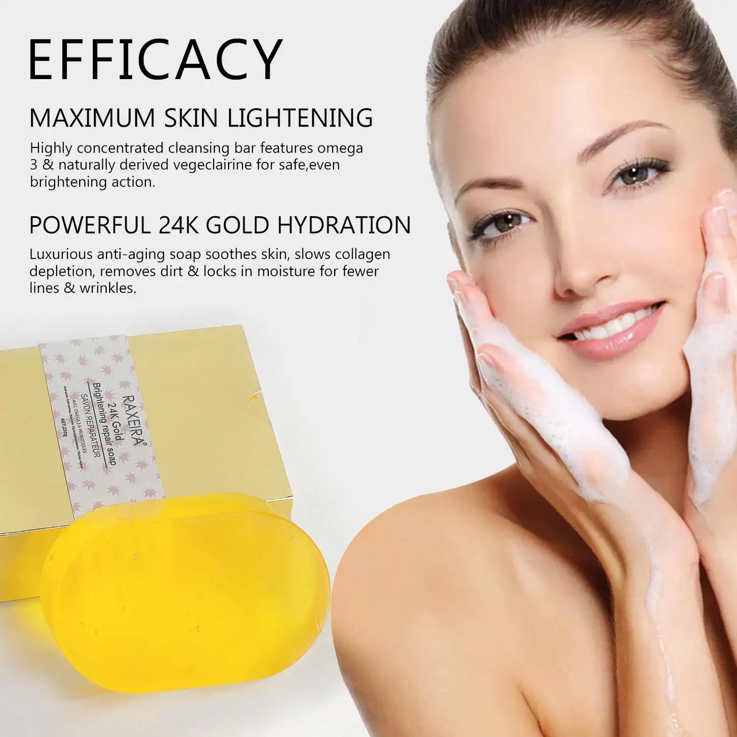 24k gold soap whitening extract whitening herbal soap 24k gold foil soap Face And Body