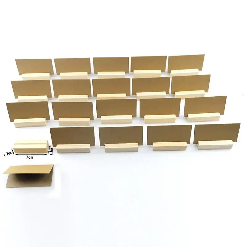 Color: Brown - 10/12/20Pcs Wooden Photo Stand Business Card Holder Rectangle Card Clip Picture Holder Handmade Picture Frame for Home Office