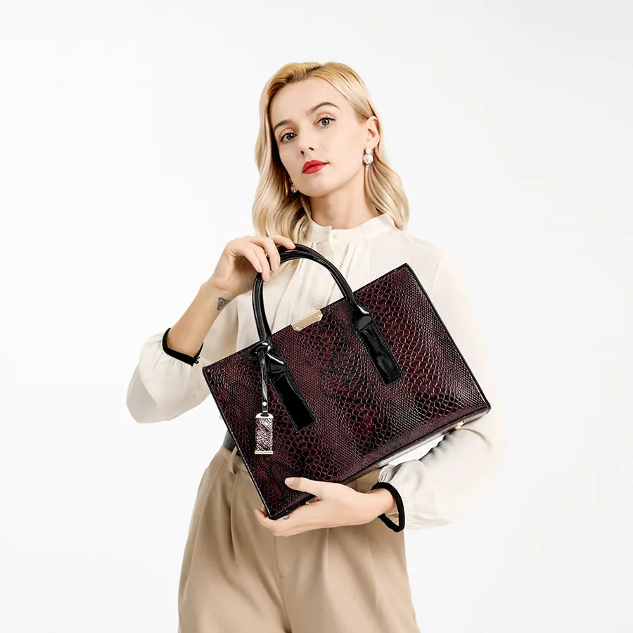 New Fashion Women Handbag Ladies Shoulder Bag Retro PU High Capacity Three-piece Bag Set Handbag