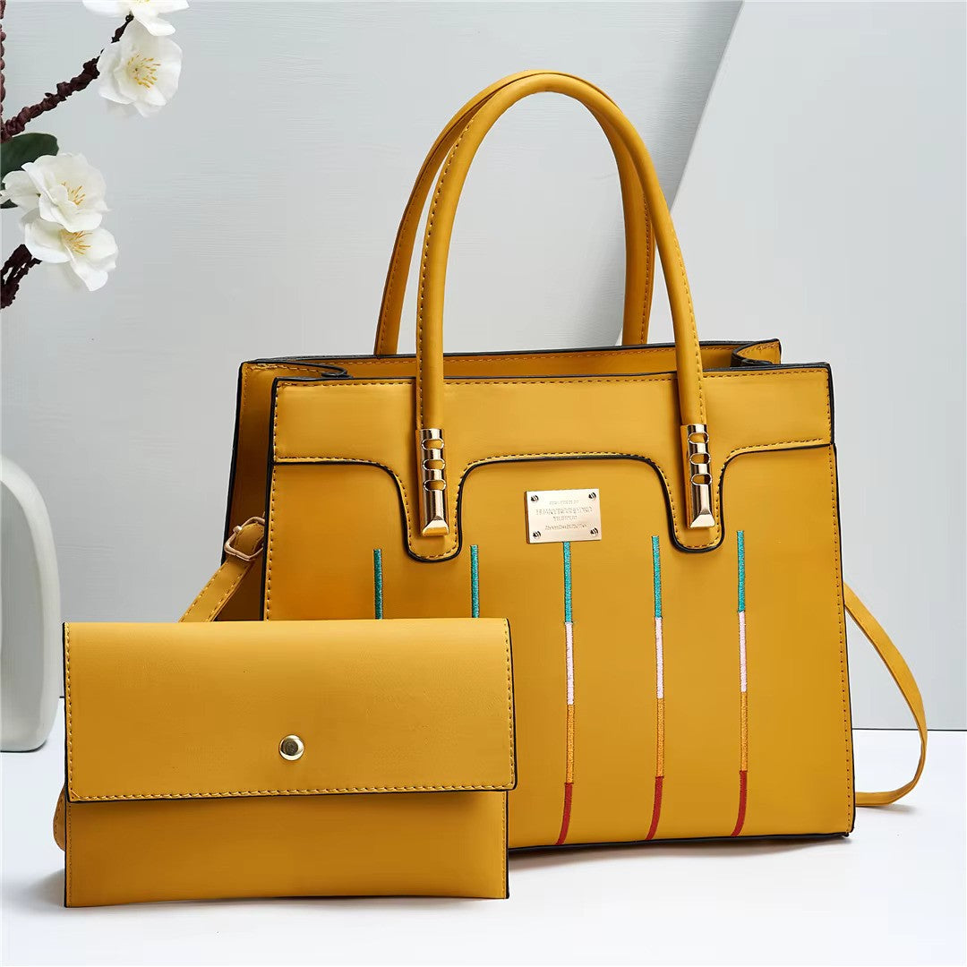 Ladies Hand Bags 2 Piece Luxury Leather Tote Product Women Handbag Set