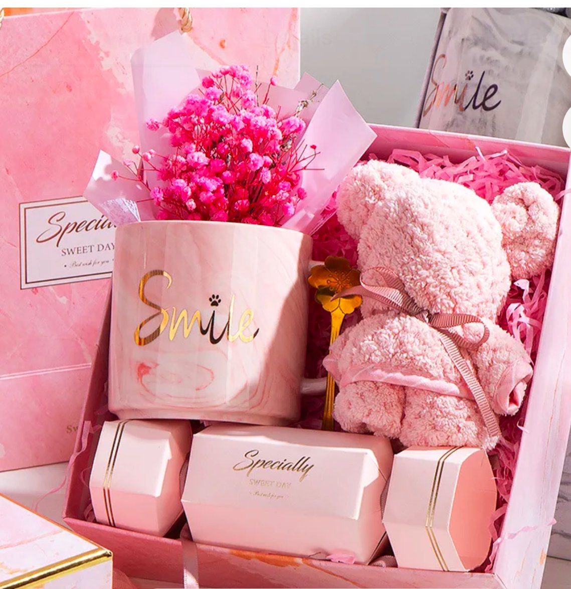 Pink Towel Flower Gift Set for Women