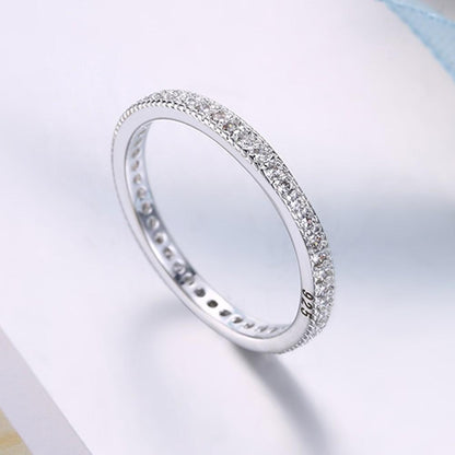 Classic  Crystal Wedding Band Ring Set in 18K White Gold Plated