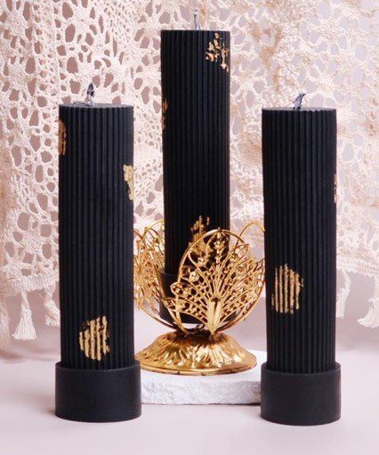 Cylindrical Column Wax Gold Foil Pillar Candle