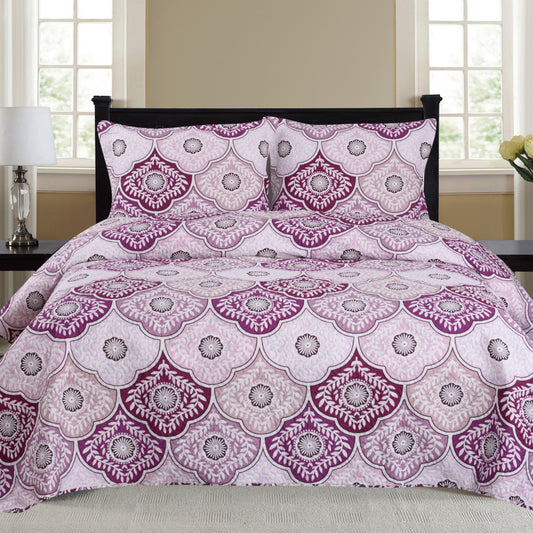 Nikki - 3 Piece Quilt Set - Purple