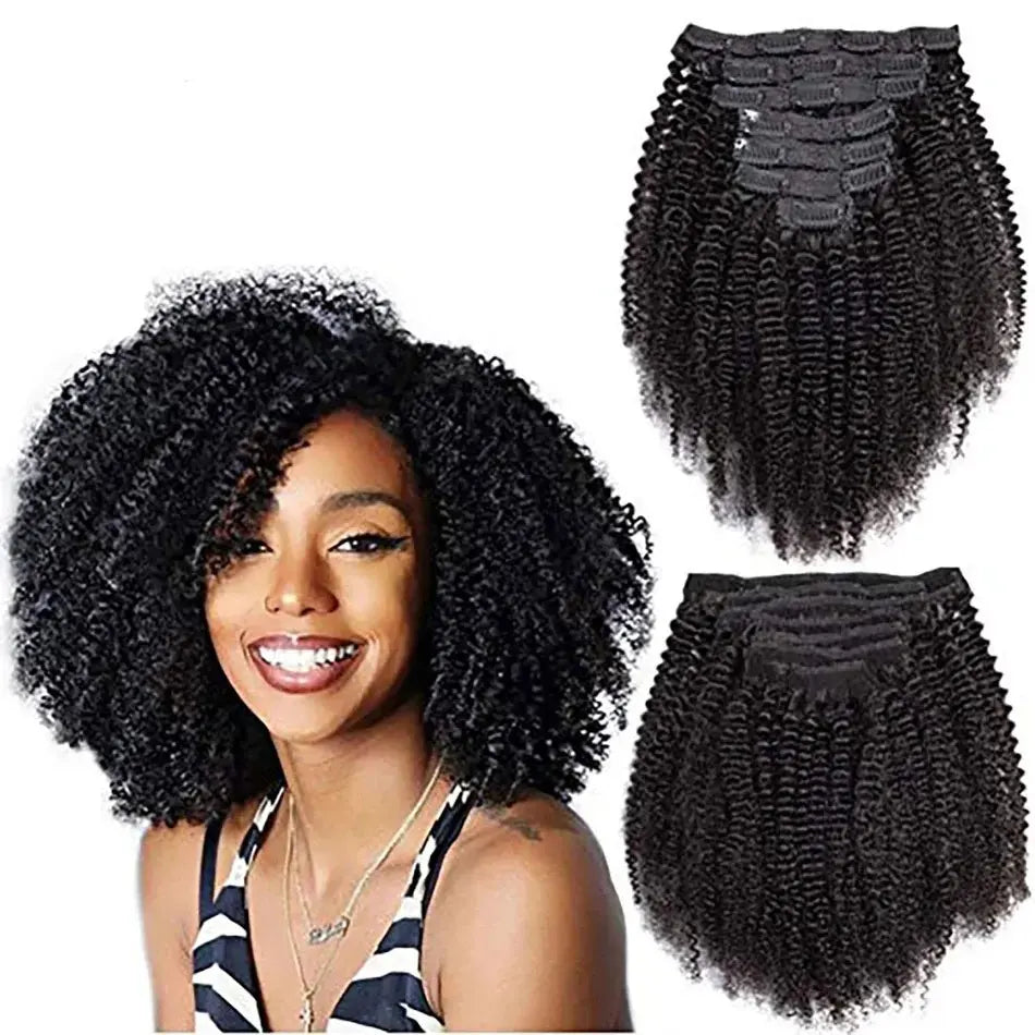 Maxine 3C 4AHair Kinky Curly Clip In Hair Extensions Human Hair Full