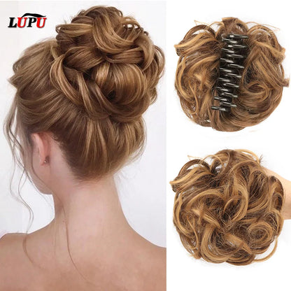 LUPU Synthetic Chignon Messy Bun Claw Clip in Hair Piece Wavy Curly