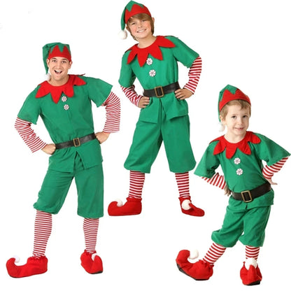 2024 New Christmas Children's and Adult Christmas Elf Costumes, Santa