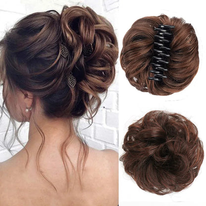 LUPU Synthetic Chignon Messy Bun Claw Clip in Hair Piece Wavy Curly