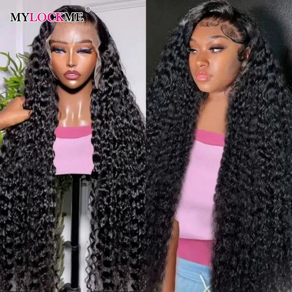 Color: #1B, Ships From: CHINA, Stretched Length: 32inches, Density: 150% - 13x4 13x6 Deep Wave HD Lace Front Wigs for Women Pre Plucked Brazilian 4x4 Lace Closure Human Hair Wig Curly Lace Frontal Wigs