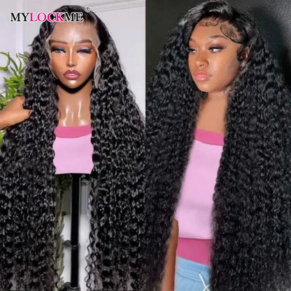 Color: #1B, Ships From: CHINA, Stretched Length: 32inches, Density: 150% - 13x4 13x6 Deep Wave HD Lace Front Wigs for Women Pre Plucked Brazilian 4x4 Lace Closure Human Hair Wig Curly Lace Frontal Wigs