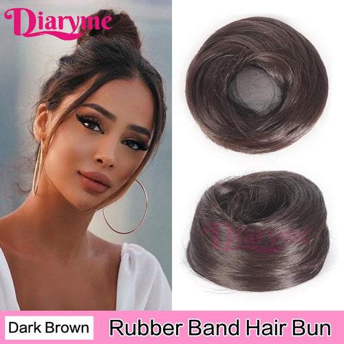 Elastic Rubber Band Fake Hair Bun Synthetic Straight Chignon Clip In