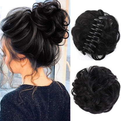 LUPU Synthetic Chignon Messy Bun Claw Clip in Hair Piece Wavy Curly