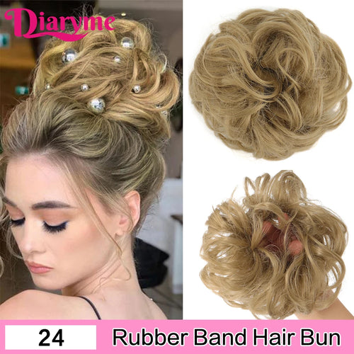 Elastic Rubber Band Fake Hair Bun Synthetic Straight Chignon Clip In