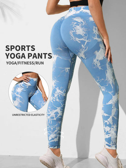 Tie Dye Yoga Pants Sport Leggings Women Seamless High Waist Push Up