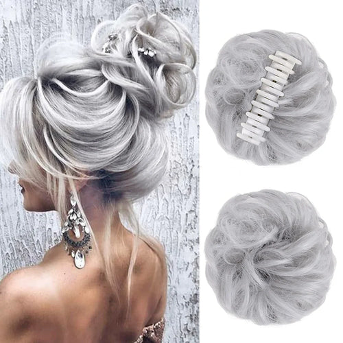 LUPU Synthetic Chignon Messy Bun Claw Clip in Hair Piece Wavy Curly