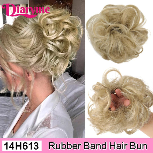 Elastic Rubber Band Fake Hair Bun Synthetic Straight Chignon Clip In