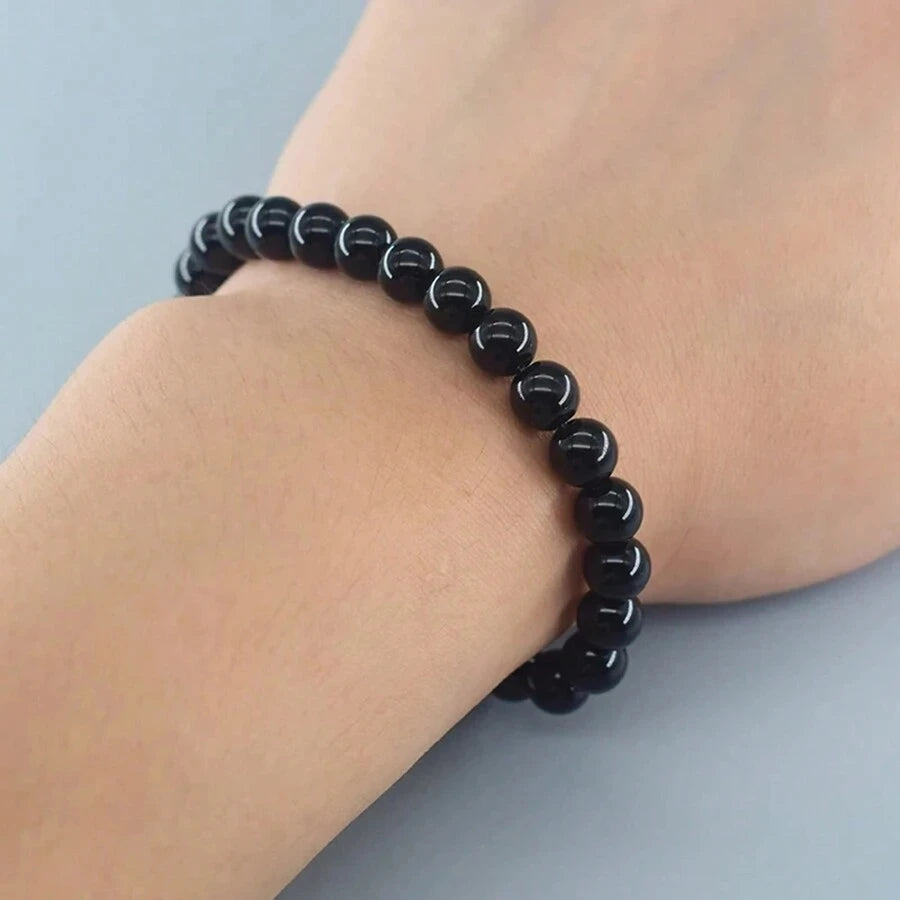 Nature Onyx Bracelet With Stone for Men Natural-Stone Shiny Black