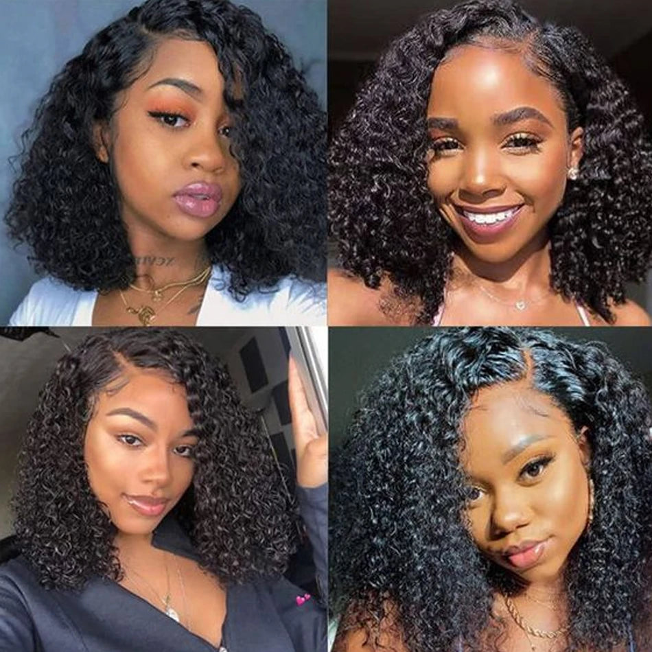 Glueless Kinky Curly Bob Wig Ready To Wear 13X4 Lace Frontal Short