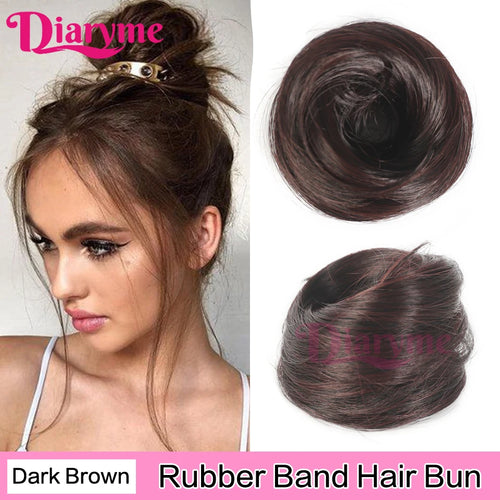 Elastic Rubber Band Fake Hair Bun Synthetic Straight Chignon Clip In